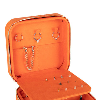 Amanda Full‑Grain Leather Jewelry Box, Black