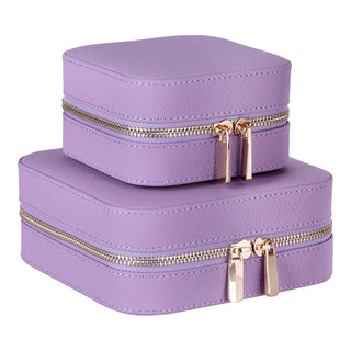 Amanda Full‑Grain Leather Jewelry Box, Burgundy