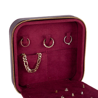 Amanda Full‑Grain Leather Jewelry Box, Lilac