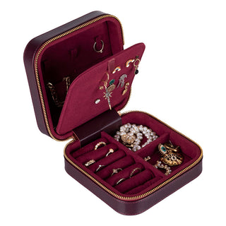 Amanda Full‑Grain Leather Jewelry Box, Lilac