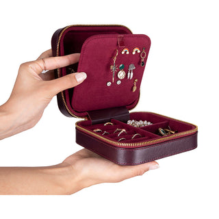 Amanda Full‑Grain Leather Jewelry Box, Lilac