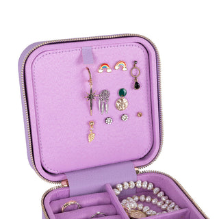 Amanda Full‑Grain Leather Jewelry Box, Peach