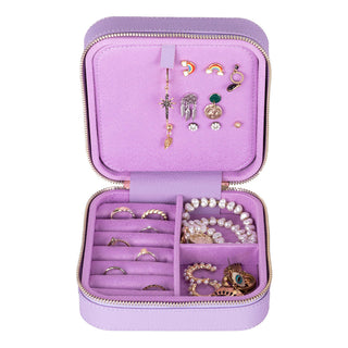 Amanda Full‑Grain Leather Jewelry Box, Peach