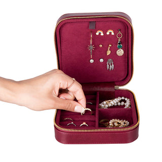 Amanda Full‑Grain Leather Jewelry Box, Lilac