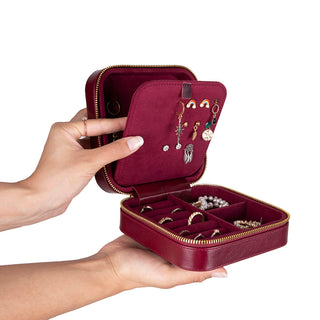 Amanda Full‑Grain Leather Jewelry Box, Orange