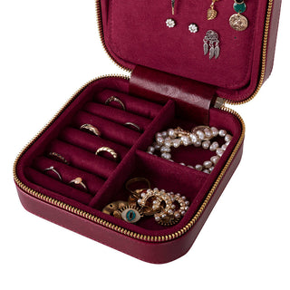 Amanda Full‑Grain Leather Jewelry Box, Lilac