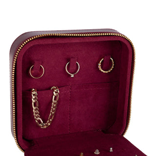 Amanda Full‑Grain Leather Jewelry Box, Black