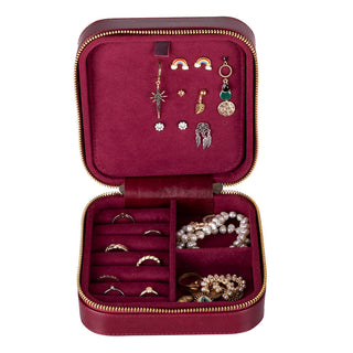 Amanda Full‑Grain Leather Jewelry Box, Orange