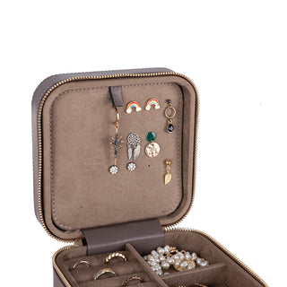 Amanda Full‑Grain Leather Jewelry Box, Burgundy