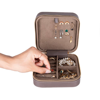 Amanda Full‑Grain Leather Jewelry Box, Blue