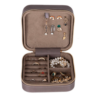 Amanda Full‑Grain Leather Jewelry Box, Burgundy