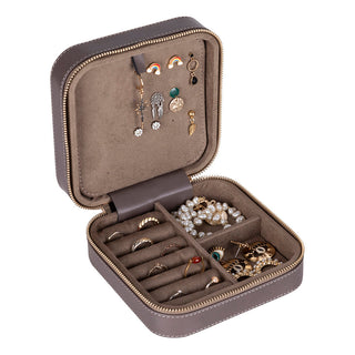 Amanda Full‑Grain Leather Jewelry Box, Lilac