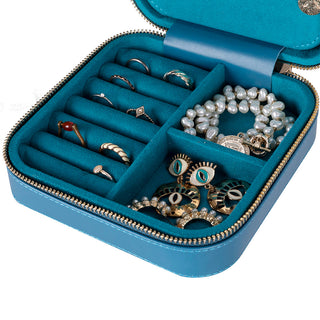 Amanda Full‑Grain Leather Jewelry Box, Lilac