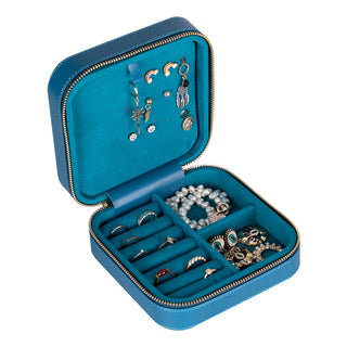 Amanda Full‑Grain Leather Jewelry Box, Peach