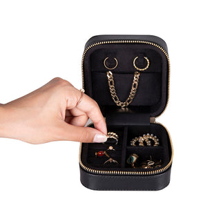 Amanda Full‑Grain Leather Jewelry Box, Peach