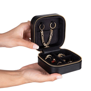 Amanda Full‑Grain Leather Jewelry Box, Burgundy