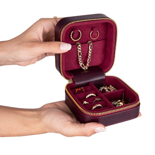 Amanda Full‑Grain Leather Jewelry Box, Orange