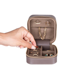 Amanda Full‑Grain Leather Jewelry Box, Orange