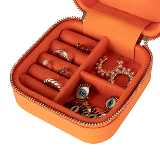 Amanda Full‑Grain Leather Jewelry Box, Burgundy