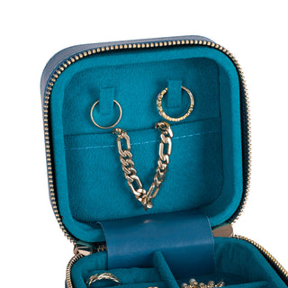 Amanda Full‑Grain Leather Jewelry Box, Peach