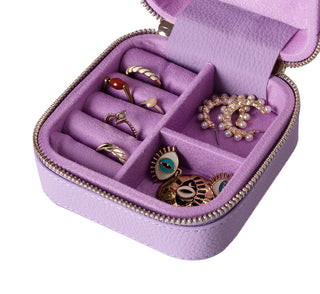 Amanda Full‑Grain Leather Jewelry Box, Orange