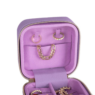 Amanda Full‑Grain Leather Jewelry Box, Blue