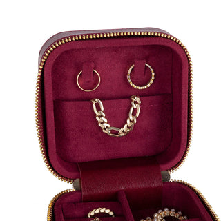 Amanda Full‑Grain Leather Jewelry Box, Peach