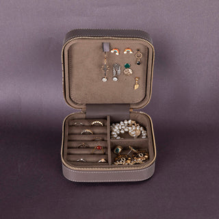 Amanda Full‑Grain Leather Jewelry Box, Orange