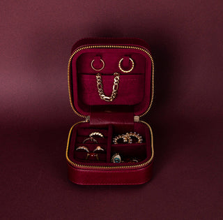 Amanda Full‑Grain Leather Jewelry Box, Lilac