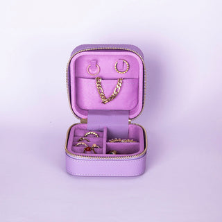 Amanda Full‑Grain Leather Jewelry Box, Lilac