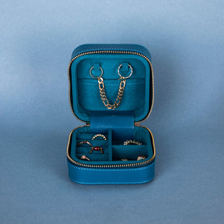 Amanda Full‑Grain Leather Jewelry Box, Peach