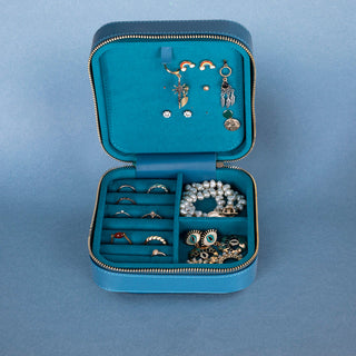 Amanda Full‑Grain Leather Jewelry Box, Black