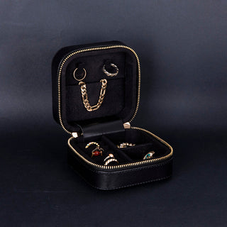 Amanda Full‑Grain Leather Jewelry Box, Burgundy