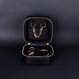 Amanda Full‑Grain Leather Jewelry Box, Peach