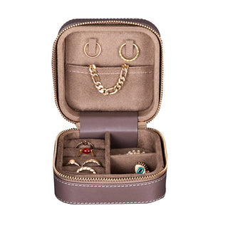 Amanda Full‑Grain Leather Jewelry Box, Lilac