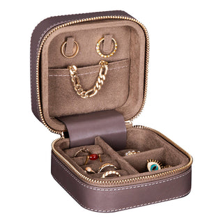 Amanda Full‑Grain Leather Jewelry Box, Lilac