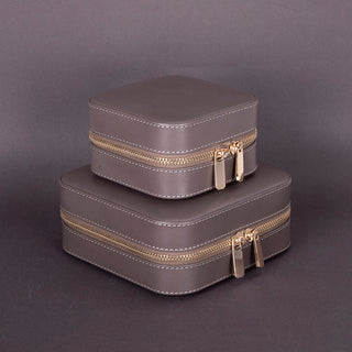 Amanda Full‑Grain Leather Jewelry Box, Peach