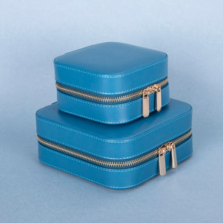 Amanda Full‑Grain Leather Jewelry Box, Peach