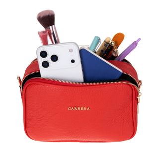 Carrera Morienna Leather Women's Compact Shoulder Bag, Red