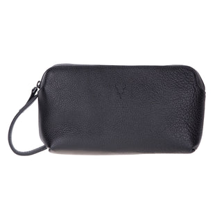 Carrera Montelaro — Full-Grain Cowhide Handheld & Toiletry Bag, Pebble Black