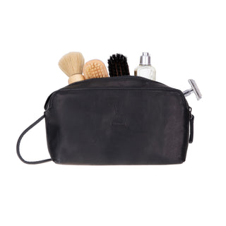 Carrera Montelaro — Full-Grain Cowhide Handheld & Toiletry Bag, Black
