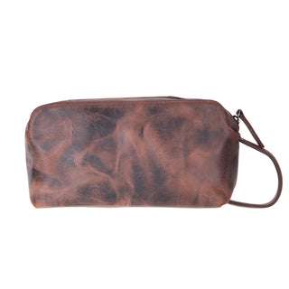 Carrera Montelaro — Full-Grain Cowhide Handheld & Toiletry Bag, Brown