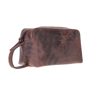 Carrera Montelaro — Full-Grain Cowhide Handheld & Toiletry Bag, Brown