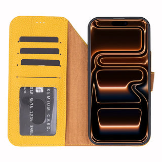 Carter Detachable Leather Wallet Case – iPhone 17 Pro, Yellow