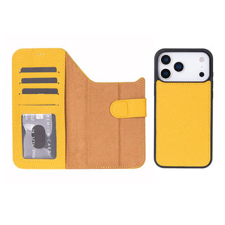 Carter Detachable Leather Wallet Case – iPhone 17 Pro, Yellow