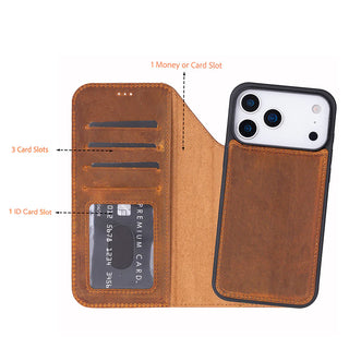 Carter Detachable Leather Wallet Case – iPhone 17 Pro Max, Moccasin