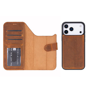 Carter Detachable Leather Wallet Case – iPhone 17 Pro Max, Moccasin