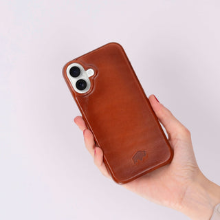 Mason Full-Grain Leather MagSafe Case – iPhone 16 Plus, Burnished Tan