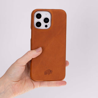 Mason Full-Grain Leather MagSafe Case – iPhone 16 Pro Max, Golden Brown