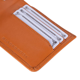 Merlin Full‑Grain Leather Bifold Wallet, Burnished Tan